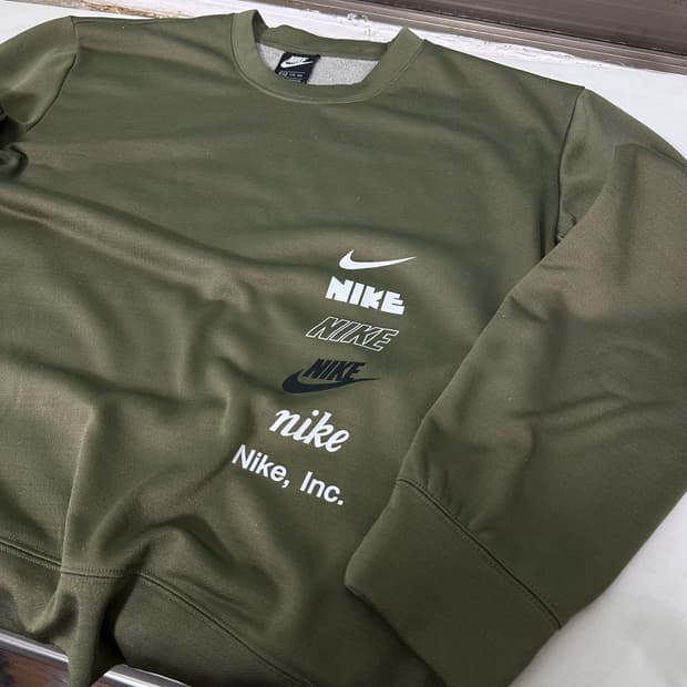 XXL 나이키 오버핏 카키 멀티로고 폴리 맨투맨