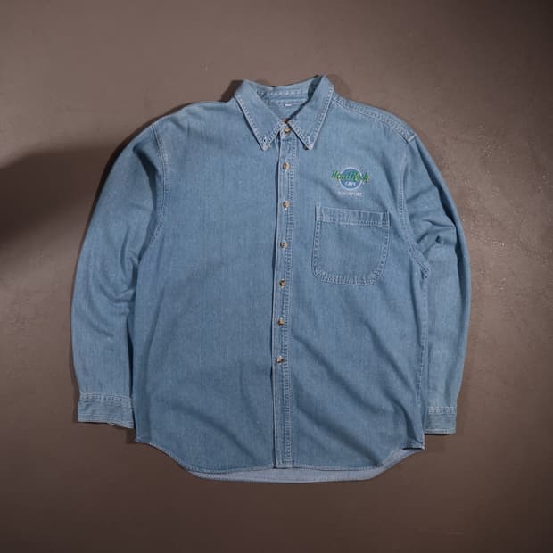 하드락카페 로고 데님셔츠