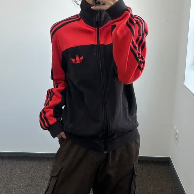 Adidas 아디다스 파이어버드 레드 블랙 배색 코튼져지