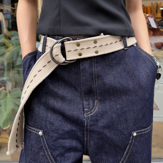 00s 빈티지 캔버스 밀리터리 XL 롱 벨트