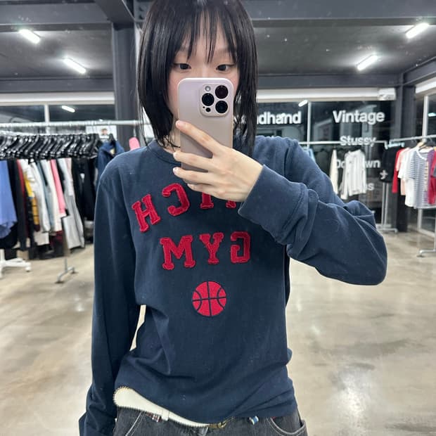 아베크롬비 엔 피치 버건디 패치 네이비 롱슬리브