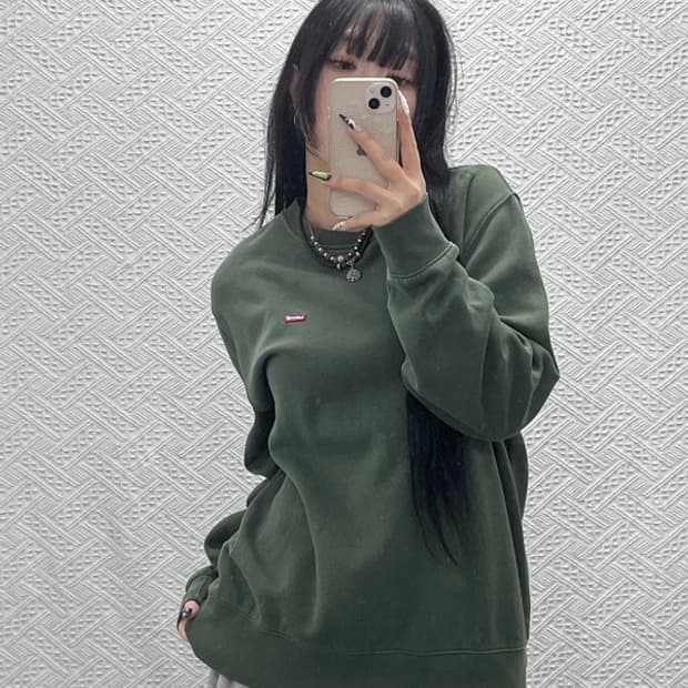 리바이스 올드스쿨 캐주얼 딥 말차카키 기모 맨투맨 M C08722