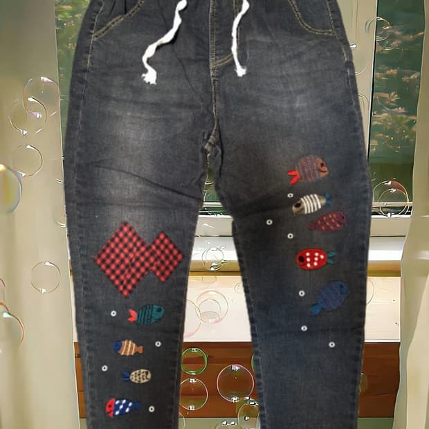 모리걸 히피 패치워크 자수 바지