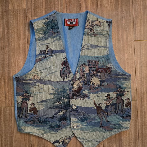 90s USA True Grit 웨스턴 자카드 베스트 M