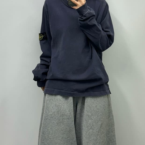 스톤아일랜드 네이비 헤비코튼 롱 슬리브