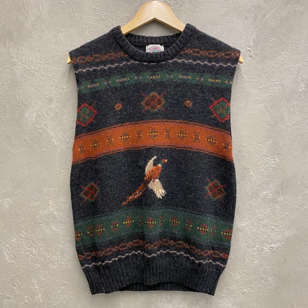 [M] 90s CAPEISLE KNITTERS 덕 헌팅 니트 베스트