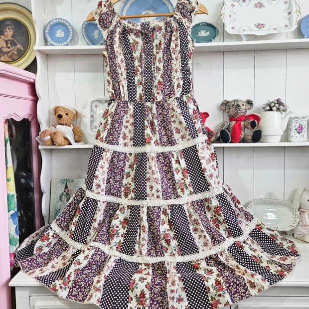 패치워크 플라워 롱원피스