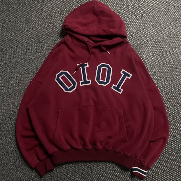 oioi 빅로고 박시핏 후드 티셔츠 레드o 5879