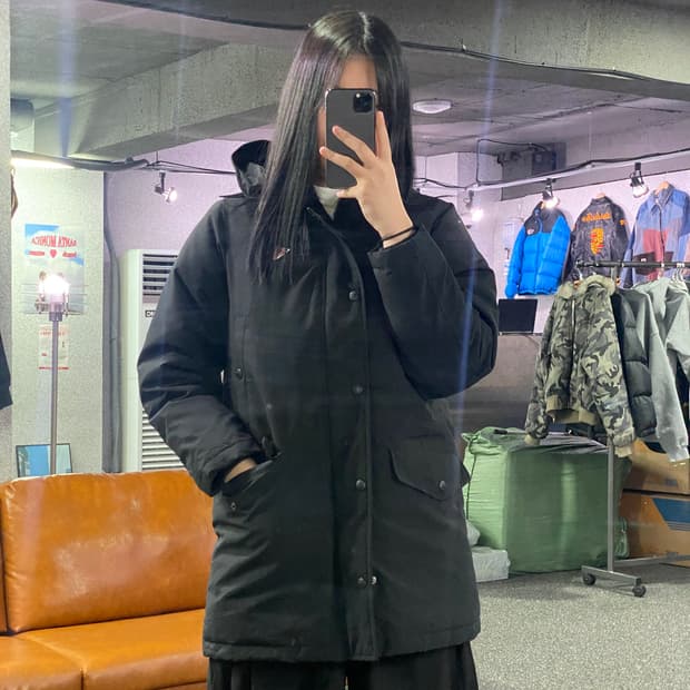 단톤 자수로고 투웨이 블랙 다운 롱패딩 B3563