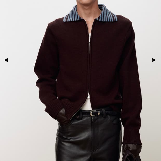 토니웩 콘트라스트 집업 블루종 브라운