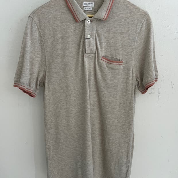 브루넬로 쿠치넬리 카라 반팔 티셔츠