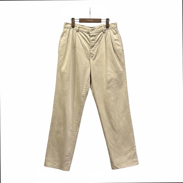 USA VINTAGE 핀턱 스트레이트 치노팬츠 버튼플라이 디테일 크림