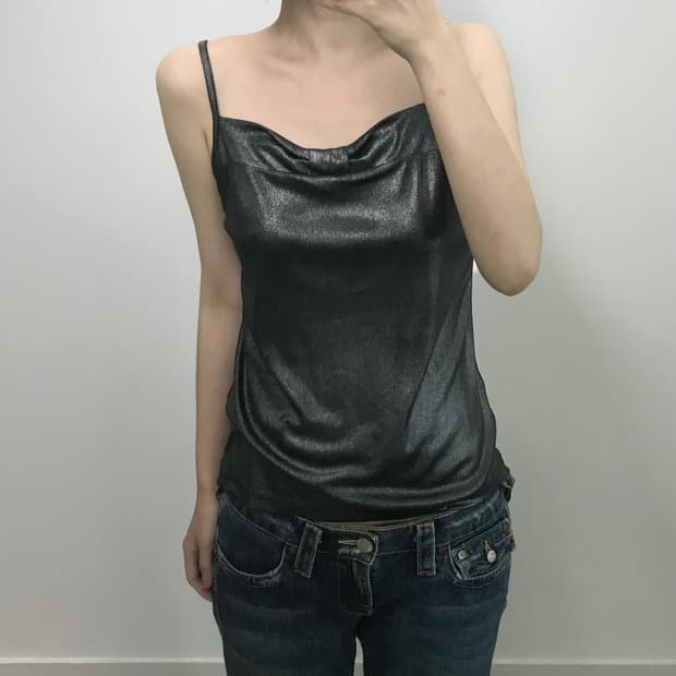 빈티지 글로시 리본 나시