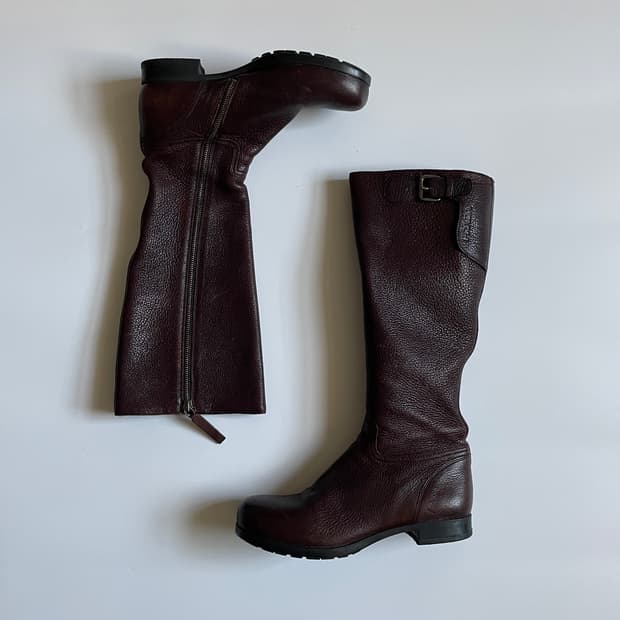 PRADA 프라다 카우 레더 롱부츠 235