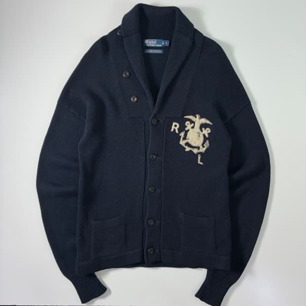 Polo 폴로 랄프로렌 신형 엠브로이드R&L 패치 스웨터 숄카라 가디건