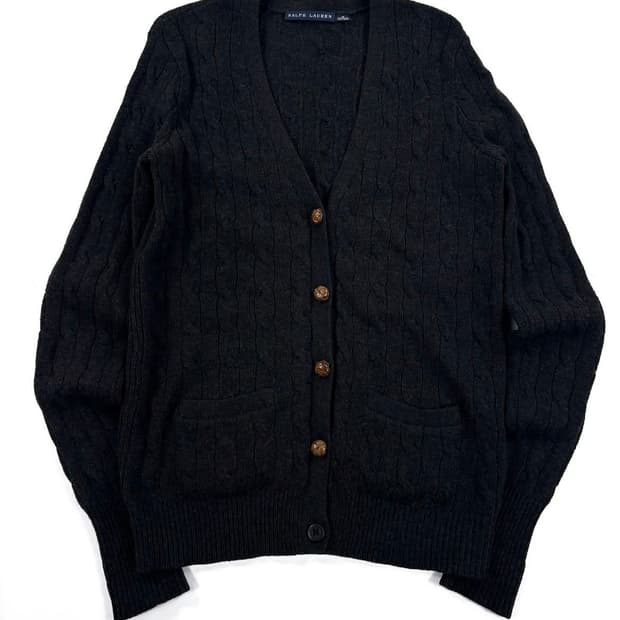 폴로 랄프로렌 울 캐시미어 꽈배기 니트 가디건  