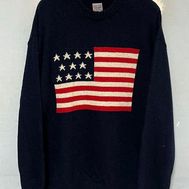 이벳필드 남자 성조기니트 오버핏 캐주얼 XL 105