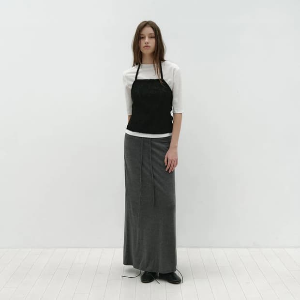 로우타이드 실키 맥시 스커트 (차콜)