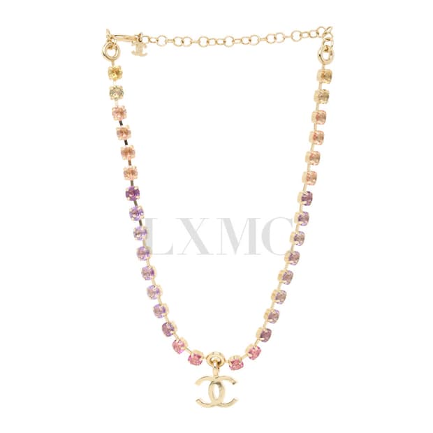 샤넬 초커 레인보우 라인스톤 목걸이 코코마크 네크리스 ABC311