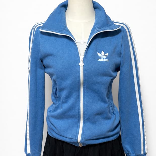 아디다스 Y2K 스카이블루 삼선 크롭 트랙탑