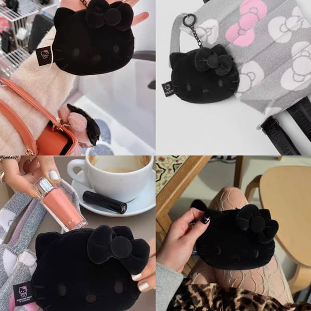 블랙 고양이  조셉앤스테이시 미니파우치 동전 카드 지갑 