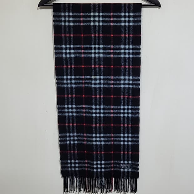 (정품) 버버리 캐시미어 목도리 네이비 체크 머플러 영국판 