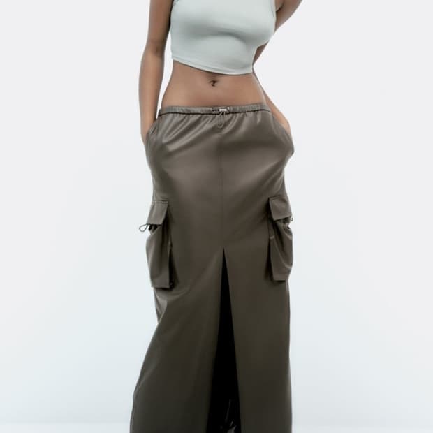 자라 레더 카고 롱 스커트