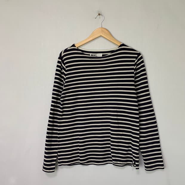 MHL 마가렛호웰 빈티지 단가라 스트라이프 롱슬리브 긴팔 티셔츠