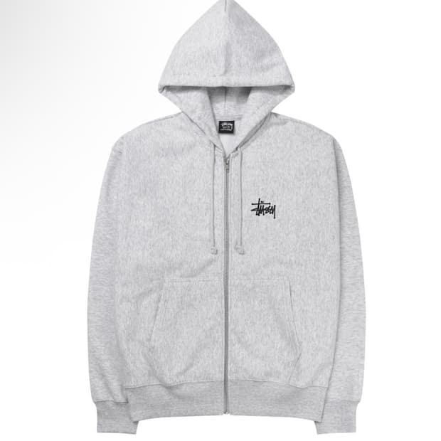 스투시 베이직 스투시 후드 집업 애쉬 헤더