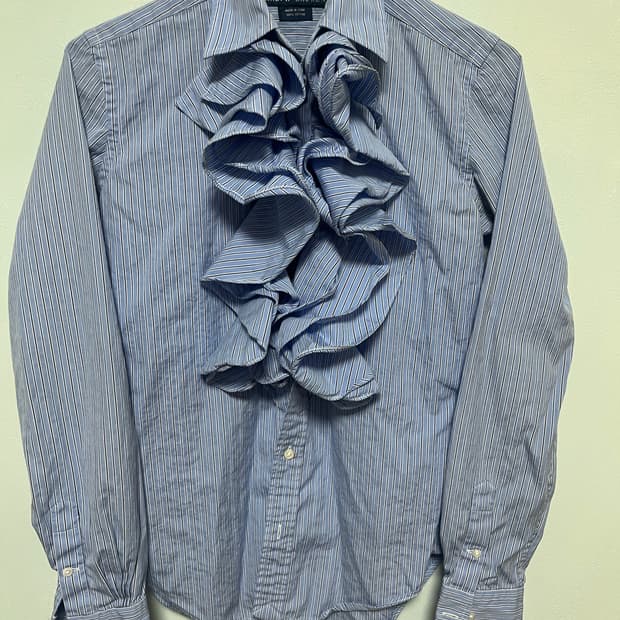 폴로 랄프로렌 여성 스트라이프 러플 셔츠