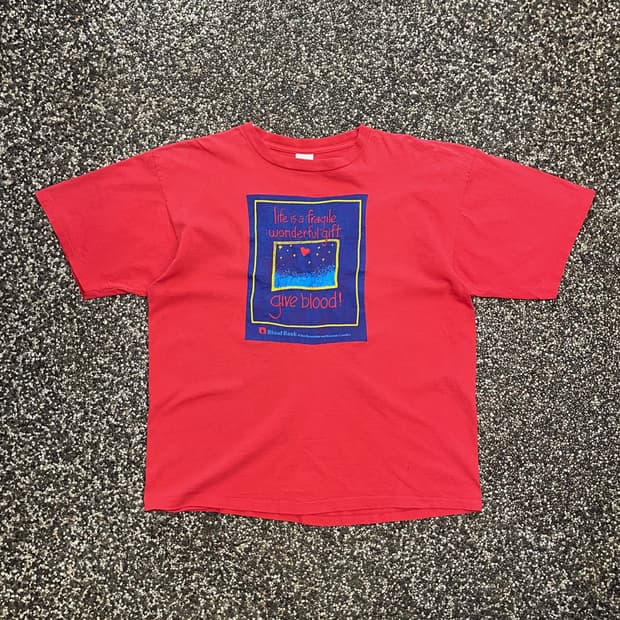 90s 블러드뱅크 프로모 빈티지 싱글스티치 반팔 티셔츠 (XL)
