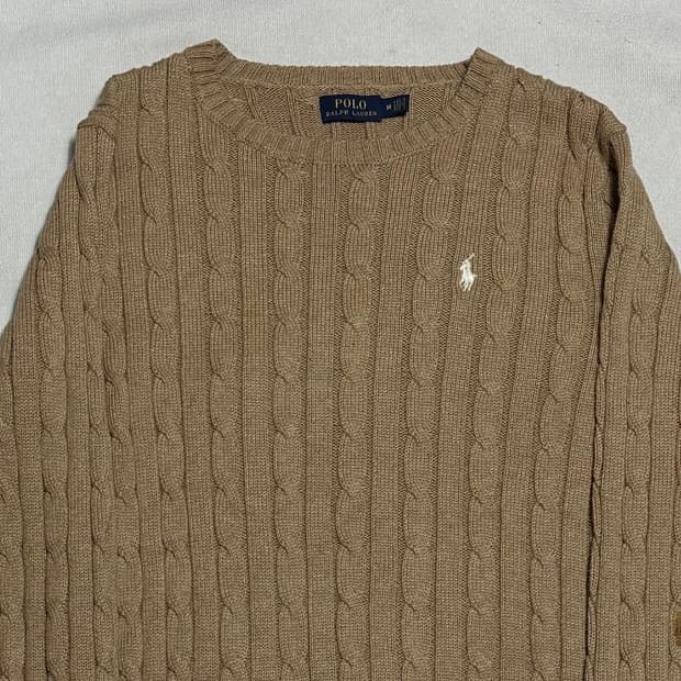 M 폴로랄프로렌 여성용 브라운 케이블 니트