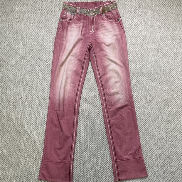 빈티지 플로럴 자수 포켓 밑단 체크 팬츠