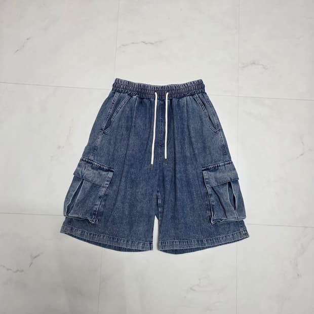M 리메인세컨드 데님 카고 반바지 버뮤다팬츠