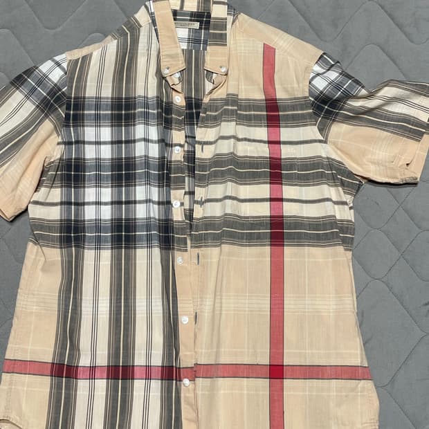 버버리 남성 체크 반팔 셔츠