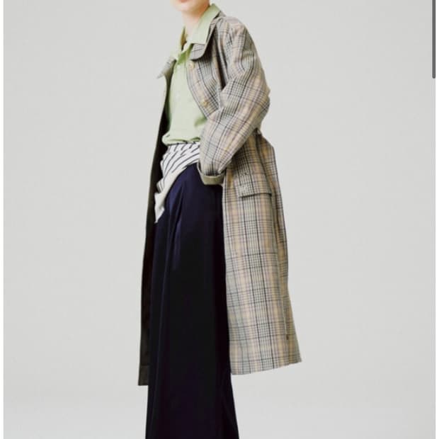 프론트로우x렉토 체크 리버시블 트렌치코트 S