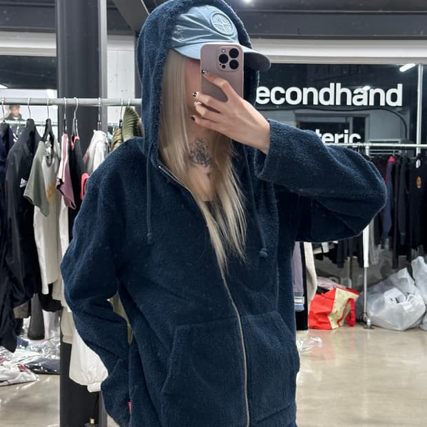 슈프림 16ss 테리 네이비 후드 집업