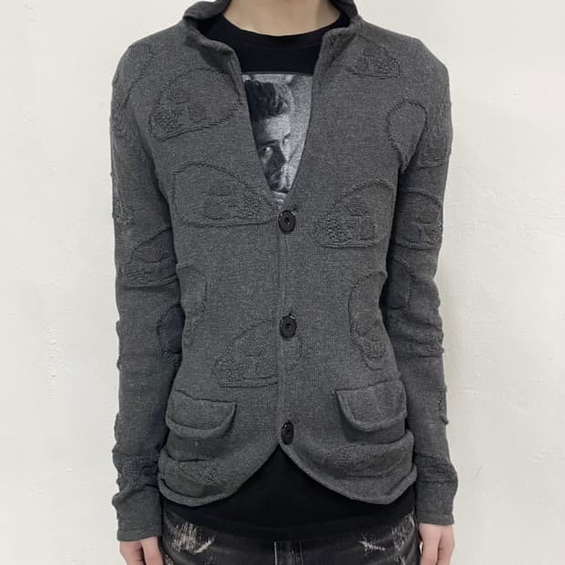 알렉산더 맥퀸 스컬 앰보싱 가디건