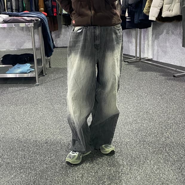 원원 빈티지 워싱 링클 흑청팬츠 B3148