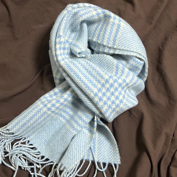 빈티지 블루 하운드 체크 머플러
