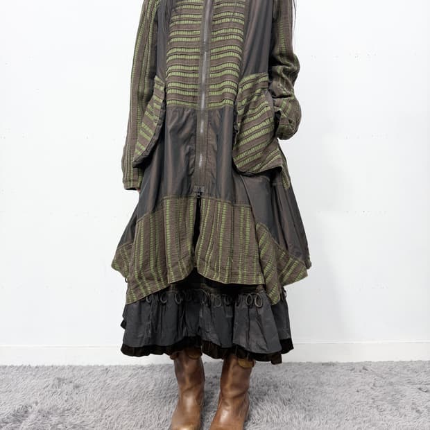 E-Clat Structured Stripe Zip Coat