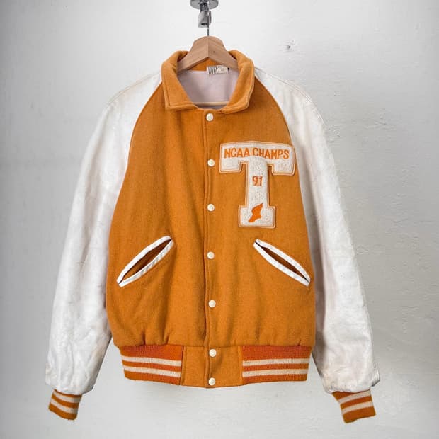 멤피스 ncaa 90s 테네시 레더 블록 바시티 자켓