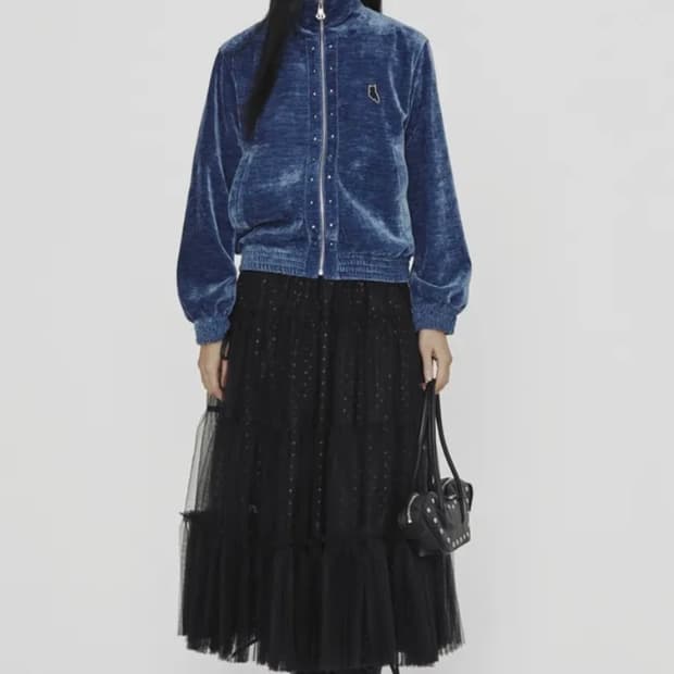 24FW 럭키슈에뜨 메쉬 밴딩 롱스커트