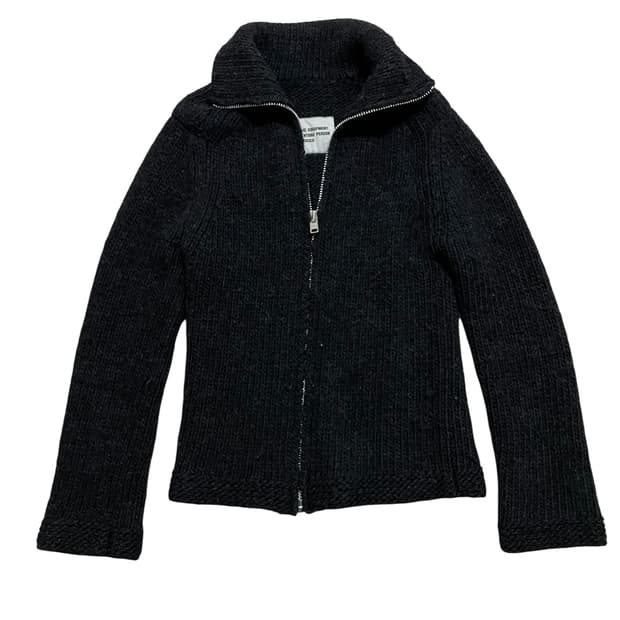 Zucca 주카 하이넥 울 니트집업 스웨터 차콜 일본빈티지 00s헬무트랭