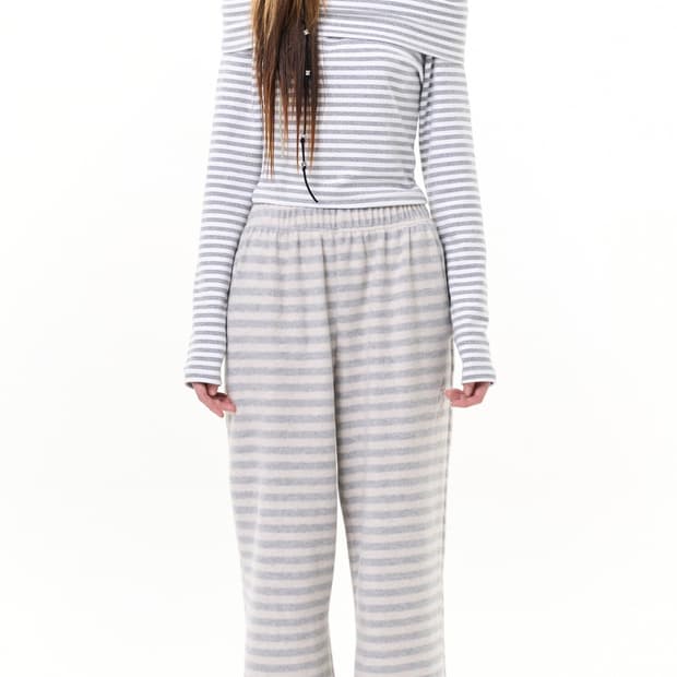 파히섬 텐스댄스 Soft stripe pants light gray