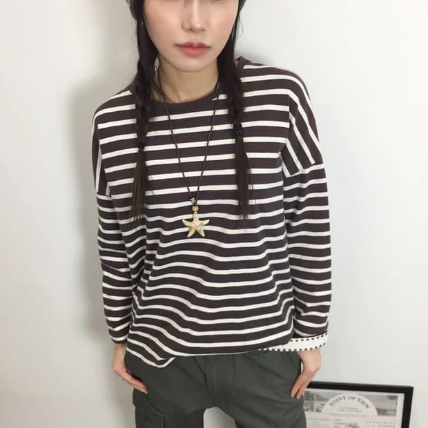 Labo Spec Brown Stripe Oversized Tee