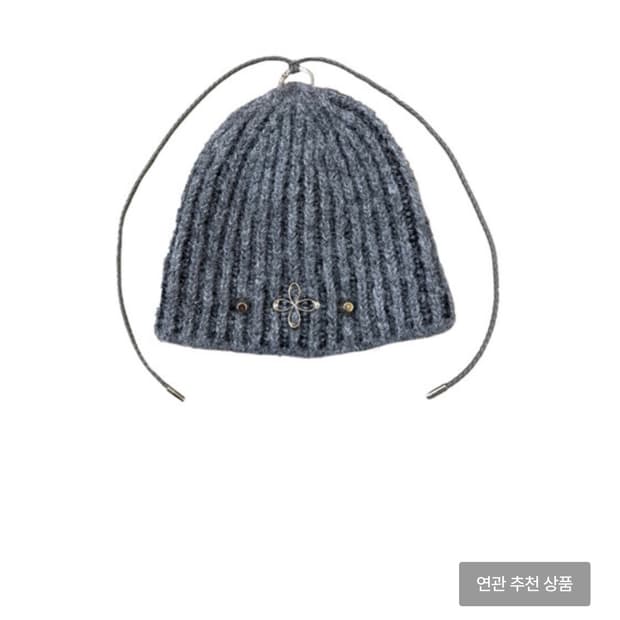 써저리 클로버 로고 더블스트랩 비니 그레이
