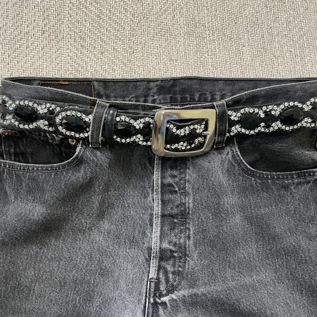 빈티지 Fxa ferrra 큐빅 스톤 웨스턴 버클 벨트