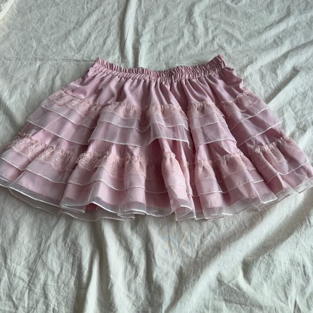 러블리 라벤더핑크 미니 레이스 캉캉 스커트
