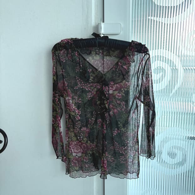 dark floral mesh top